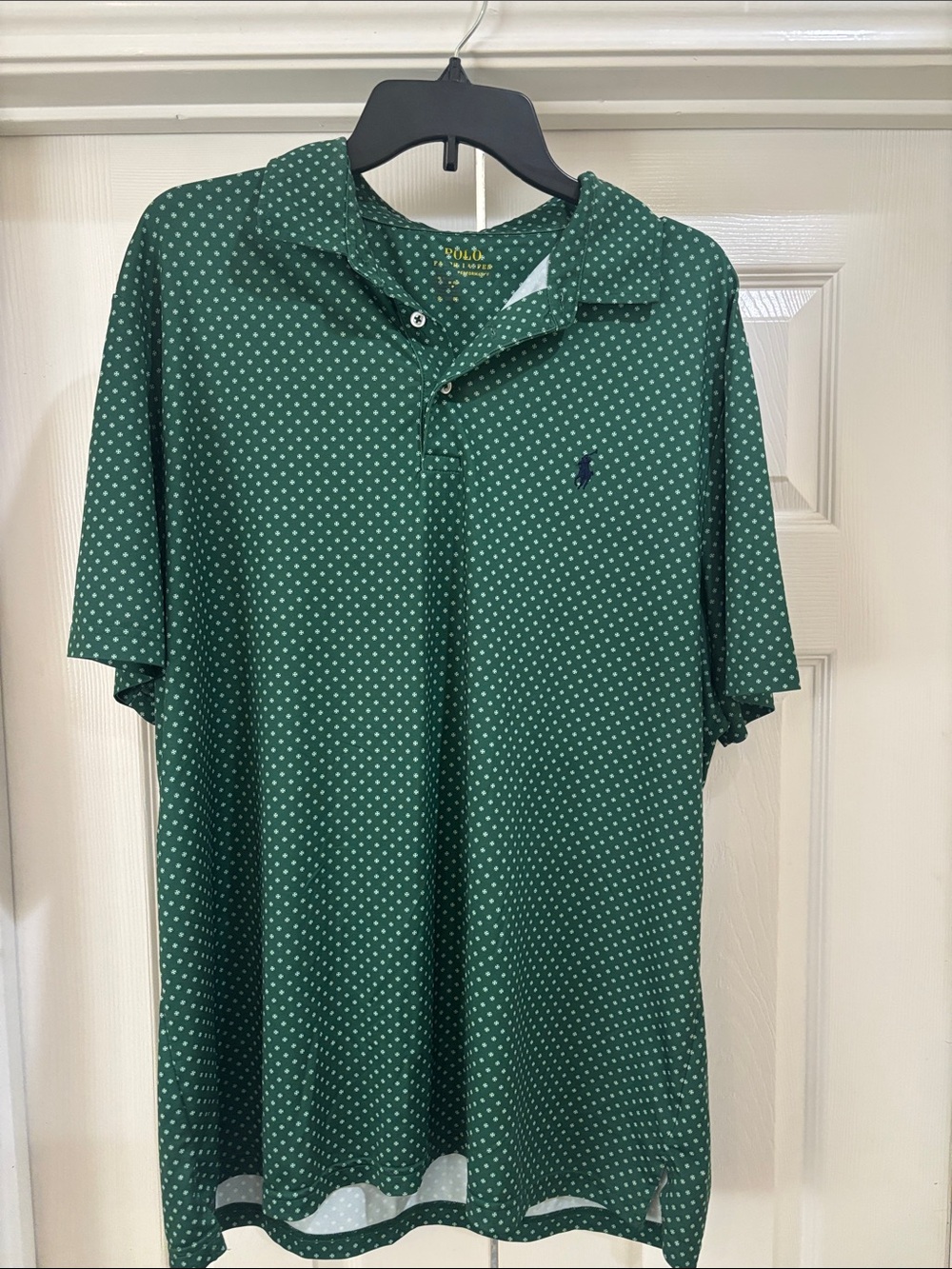 Polo by Ralph Lauren Green Polo with White Micro Dot Pattern